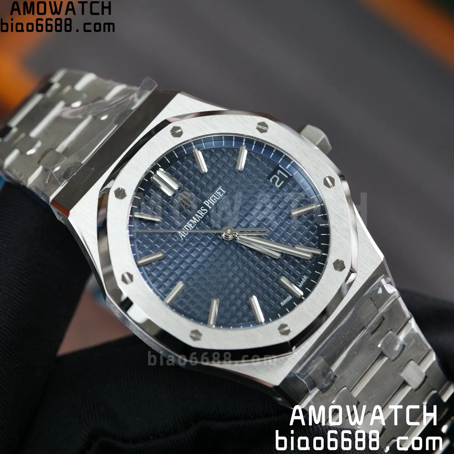AP Royal Oak 41mm 15500 SS VSF1:1 Best Edition Blue Textured Dial on SS Bracelet A4302 Super Clone 91 bdce8e9cc00385f AMO Watch