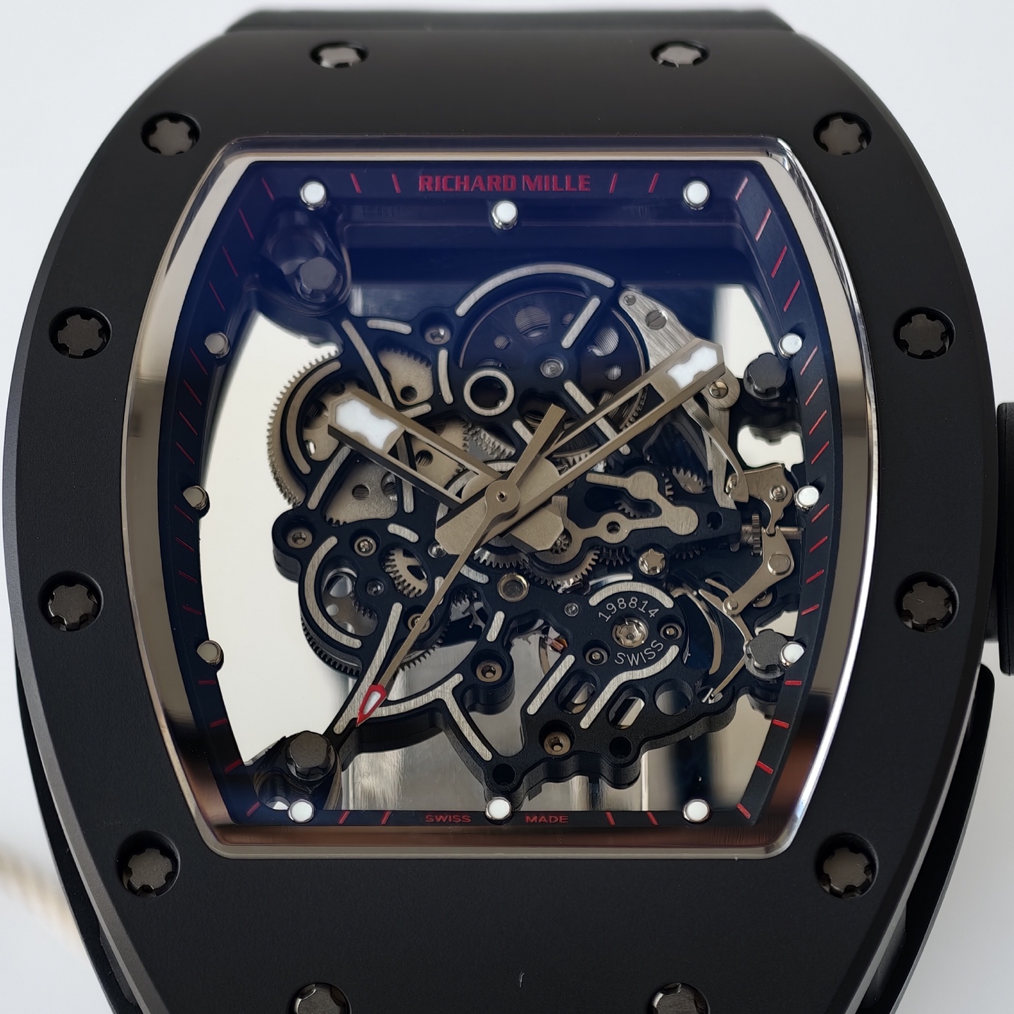 Richard Mille RM055 Black Ceramic UMI 1:1 Best Edition on Black/Red Inner Bezel on Shark Rubber Strap RMUL2 Free Sprung 23 c275b810afd18cd AMO Watch