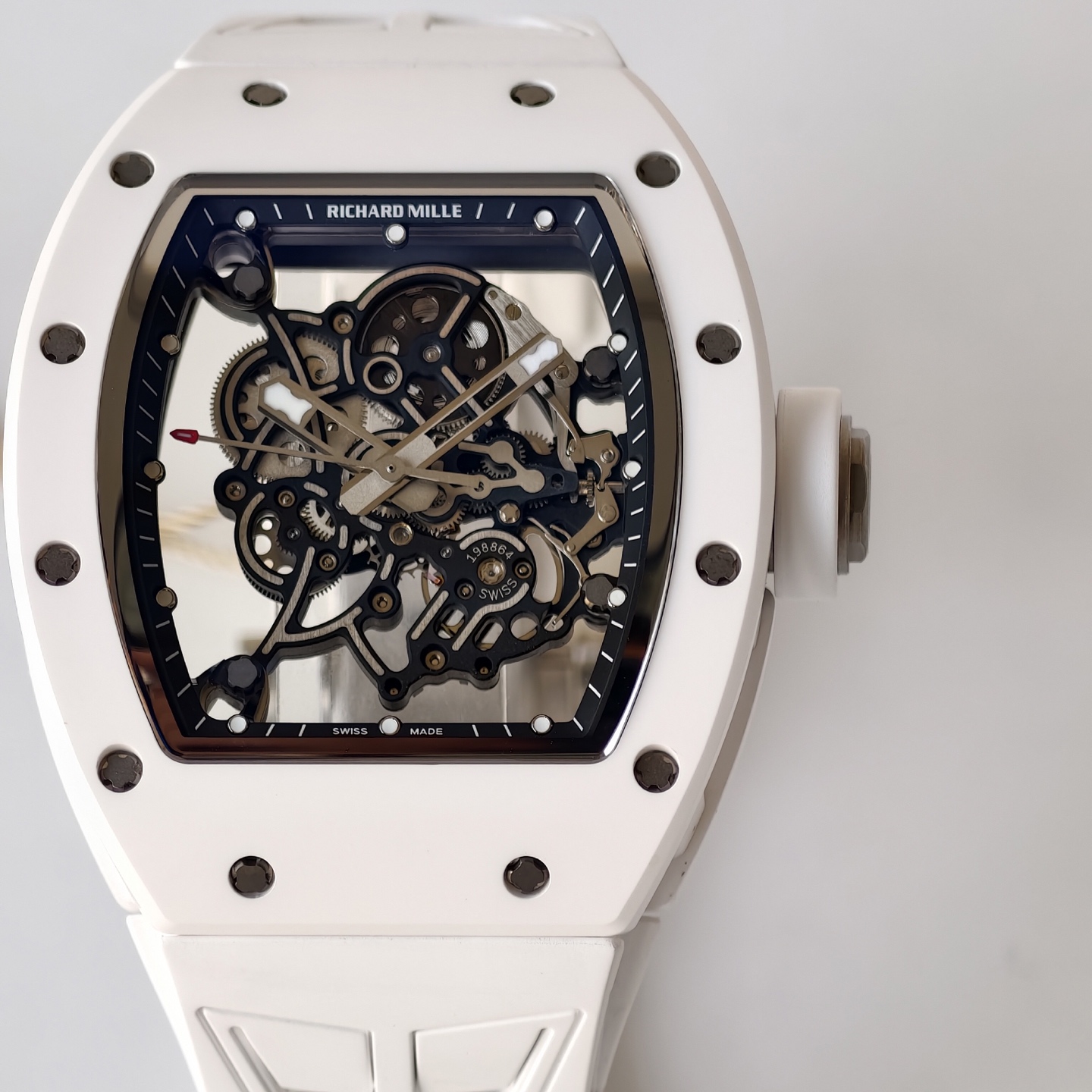 RM055 White Ceramic UMI 1:1 Best Edition on Shark Rubber Strap RMUL2 Free Sprung 22 c2fbf75d84219f4 AMO Watch