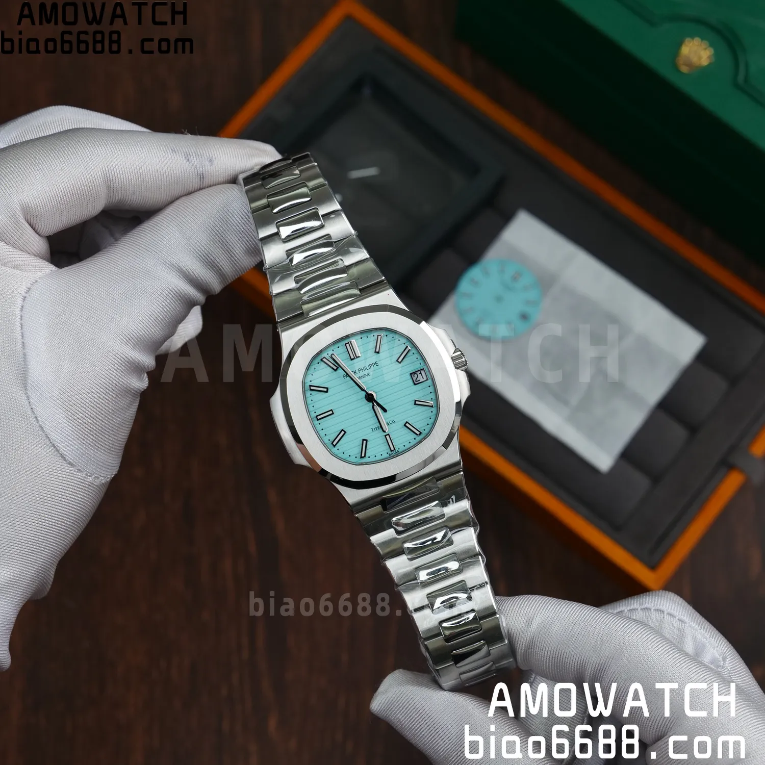 Custom Made PP Nautilus 5711 Tiffany Modified content :SW factory Tiffany Dial 、SW Pointer、DEEP crystal 64 c494d740fe54348 阿默表行AmoWatch