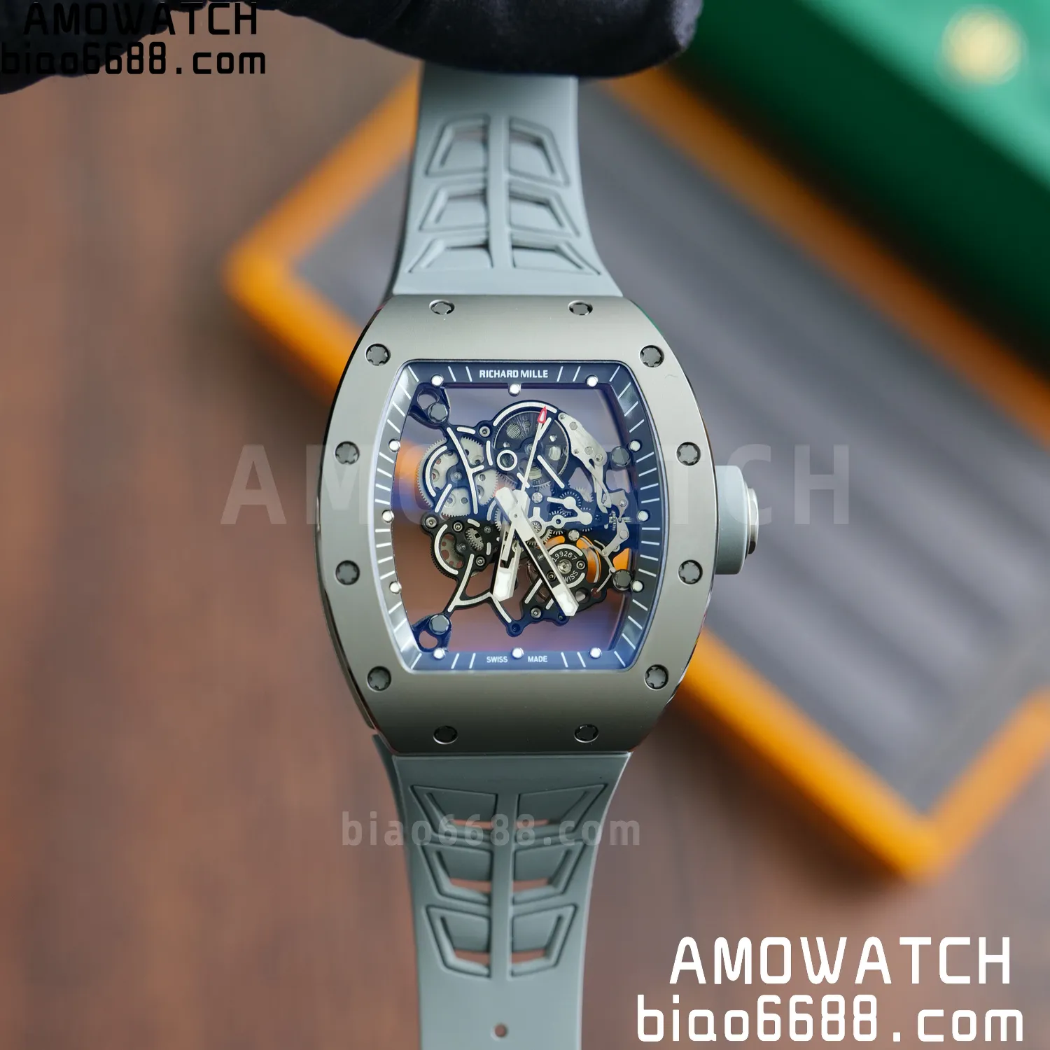 RICHARD MILLE RM055 Gray Ceramic UMI 1:1 Best Edition on Shark Rubber Strap RMUL2 Free Sprung 85 c5db3bb3f2feedf AMO Watch