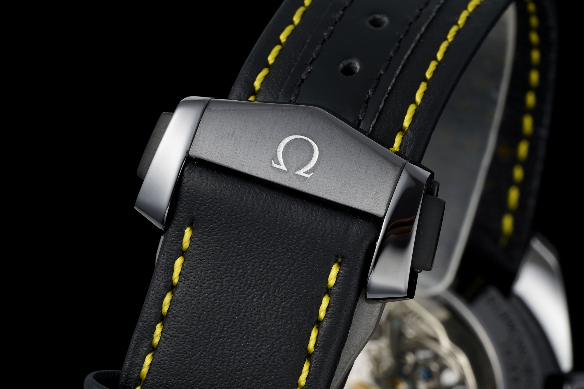 OMEGA Speedmaster Black Ceramic BLSF Best Edition Black/Yellow on Leather Strap Manual Winding Movement 27 c81f72ad03a5a5a AMO Watch