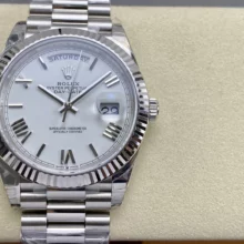 Rolex DayDate 228239 40mm VSF 1:1 Best Edition White Roman Dial Fluted Bezel 3255