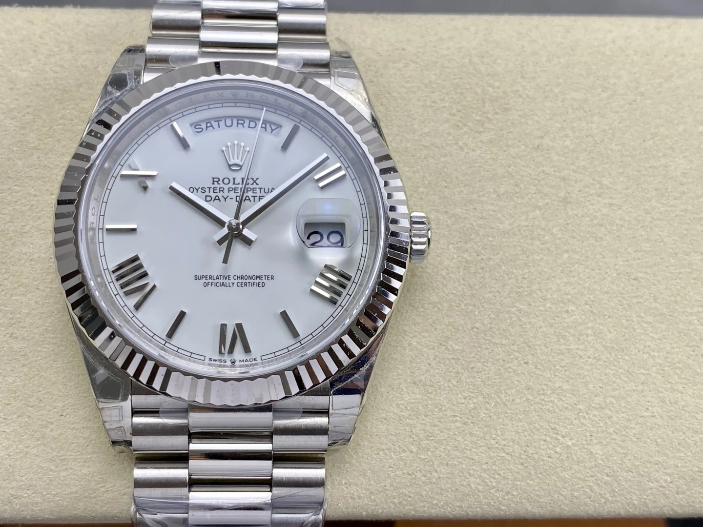 Rolex DayDate 228239 40mm VSF 1:1 Best Edition White Roman Dial Fluted Bezel 3255 24 cb761be7941f7c3 阿默表行AmoWatch
