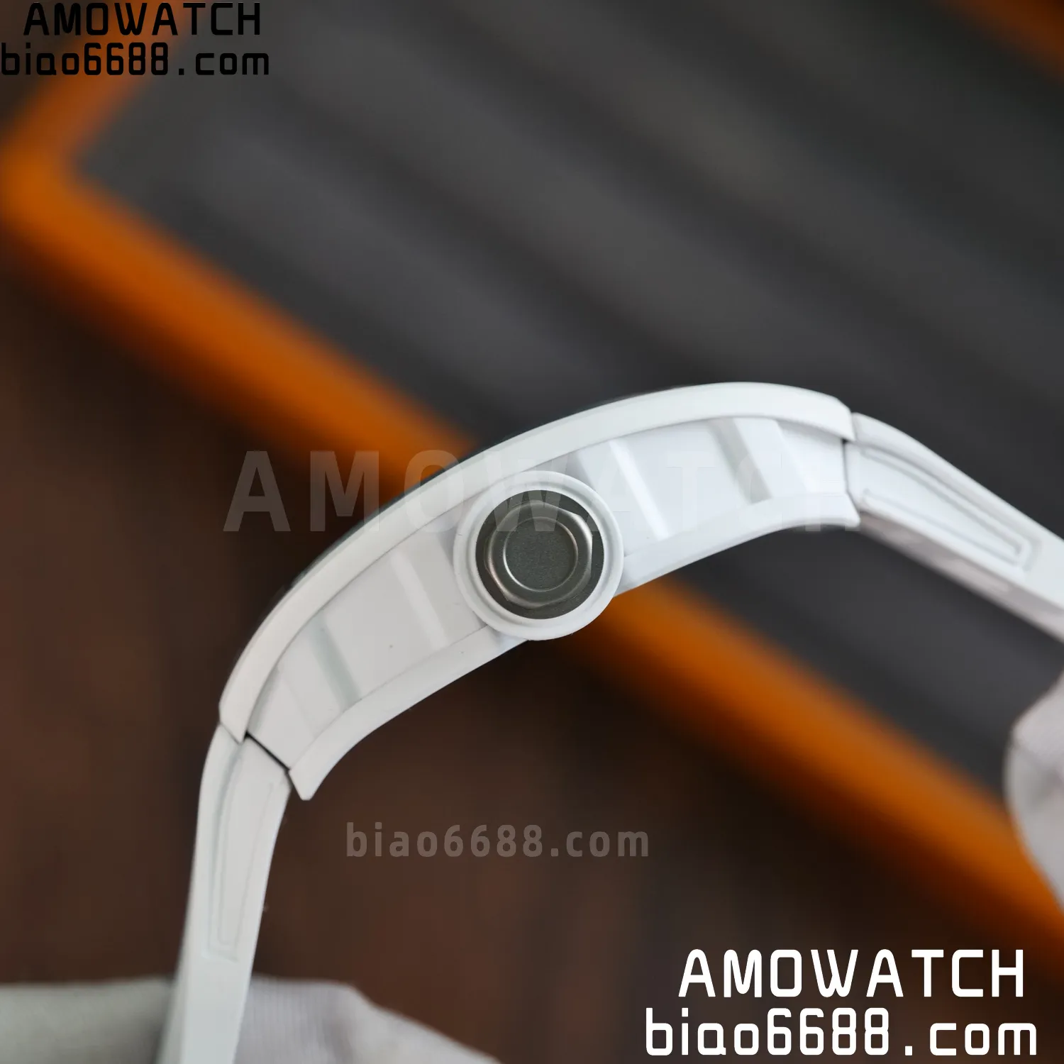 RM055 White Ceramic UMI 1:1 Best Edition on Shark Rubber Strap RMUL2 Free Sprung 69 cc45a736c1ba993 AMO Watch