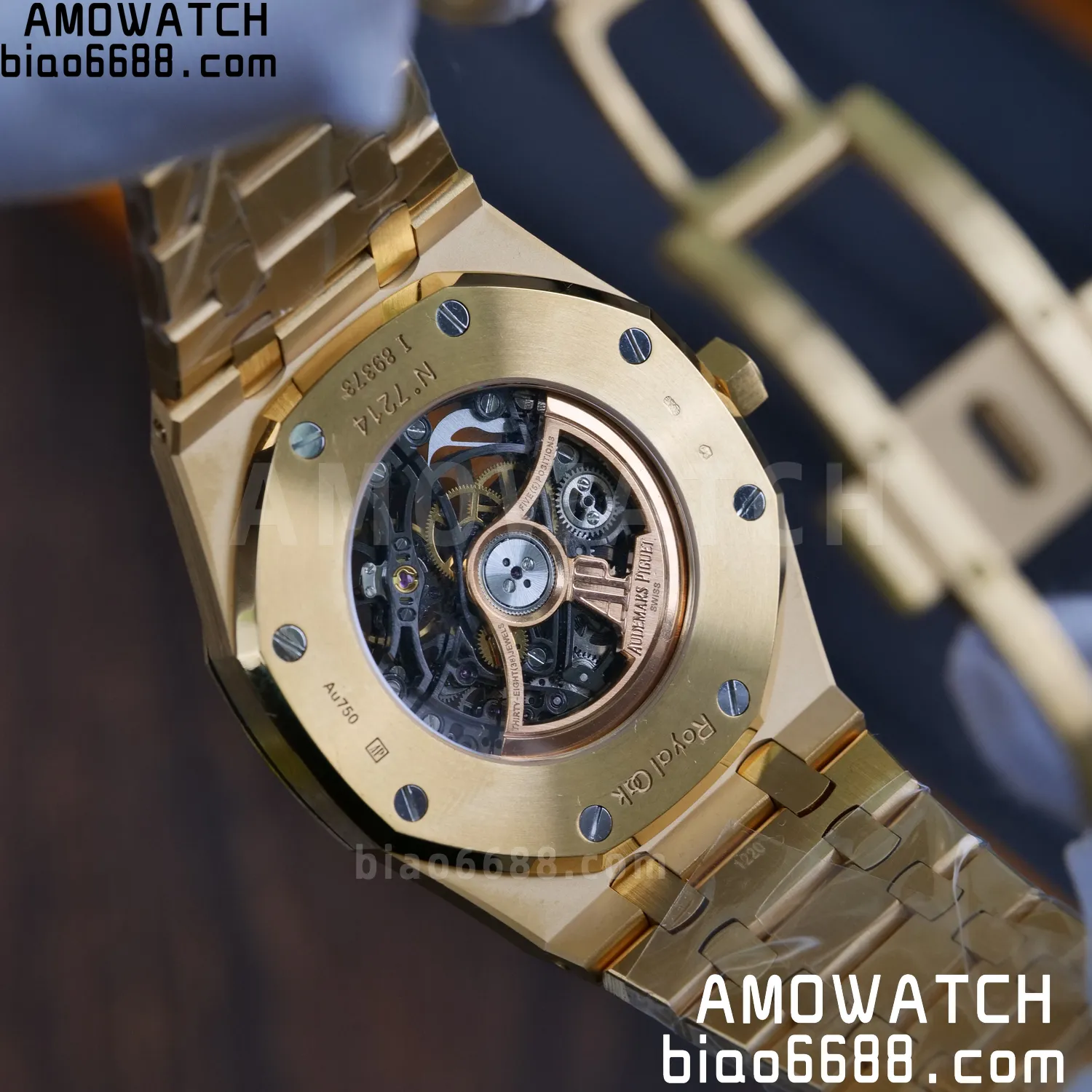 Custom Made AP Royal Oak 41mm Skeleton 15407 YG 18K Real Yellow Gold Plating 83 cd5991fc2a77d41 阿默表行AmoWatch