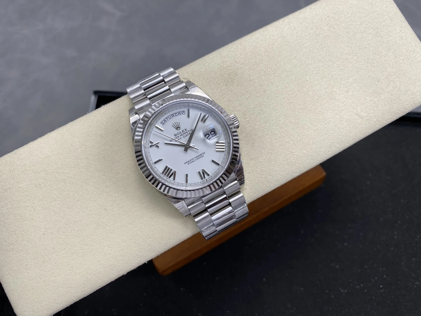 Rolex DayDate 228239 40mm VSF 1:1 Best Edition White Roman Dial Fluted Bezel 3255 26 cf08861f839be36 阿默表行AmoWatch