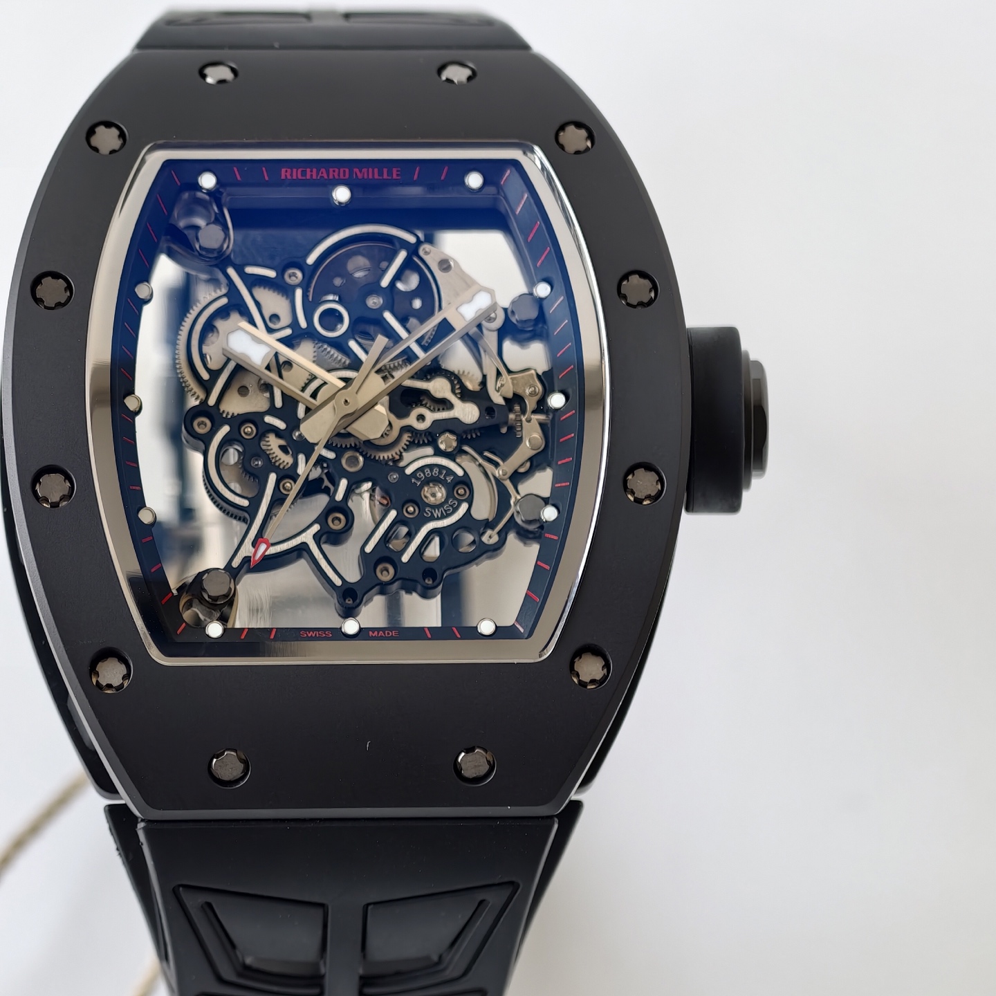 Richard Mille RM055 Black Ceramic UMI 1:1 Best Edition on Black/Red Inner Bezel on Shark Rubber Strap RMUL2 Free Sprung 22 d1d456c655aedec AMO Watch