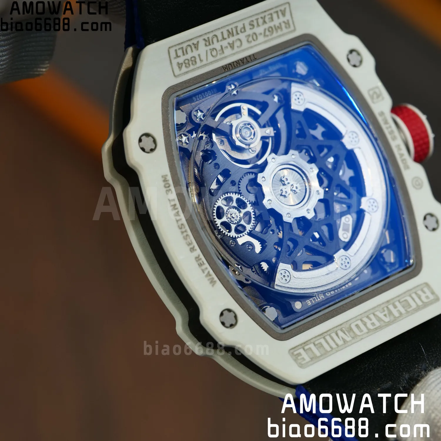 RICHARD MILLE RM67-02 White NTPT Best Edition France Dial on Blue Nylon strap CRMA7 Clone V9 102 d59a850b3909f3f AMO Watch