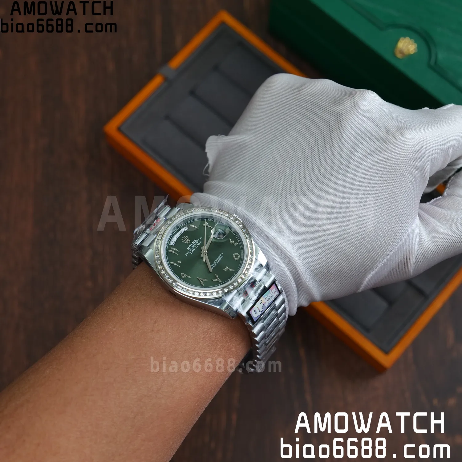 Rolex DayDate 228396 40mm QF 1:1 Best Edition Ice Green Roman Dial Diamond Bezel V6(Tungsten Heavy Version) 94 d5db9719cfd071a AMO Watch