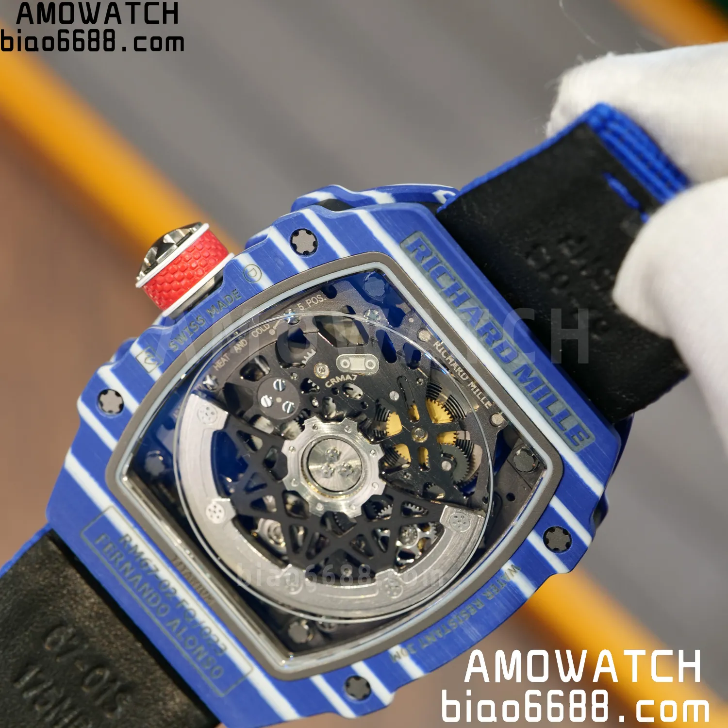 RICHARD MILLE RM67-02 Blue NTPT Best Edition Fernando Alonso Dial on Blue Nylon strap CRMA7 Clone V9 98 d5ef40db973ec34 AMO Watch