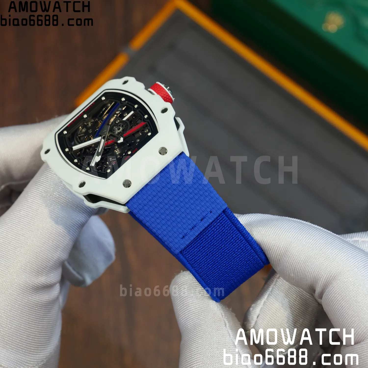 RICHARD MILLE RM67-02 White NTPT Best Edition France Dial on Blue Nylon strap CRMA7 Clone V9 82 d67bc1a7f72e311 AMO Watch