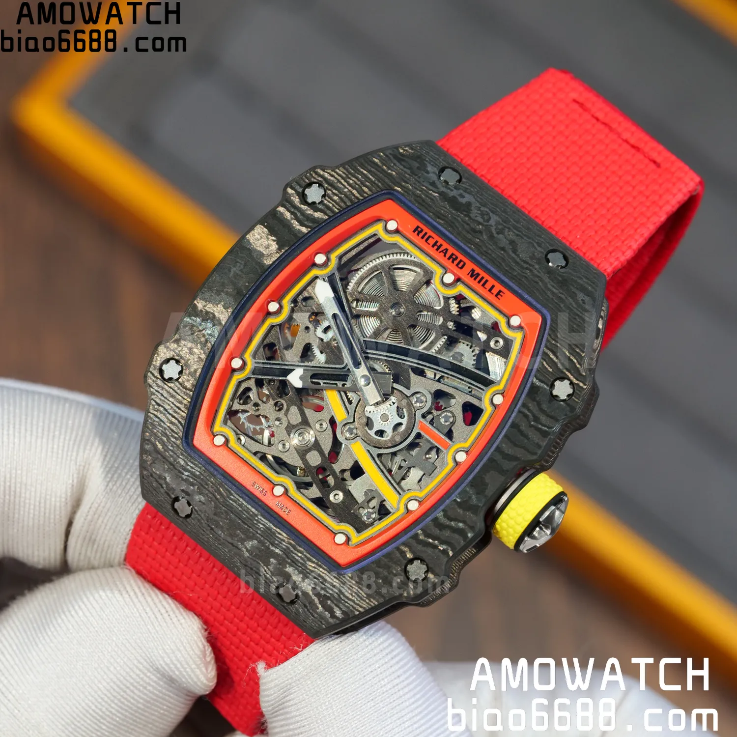 RICHARD MILLE RM67-02 Black NTPT Best Edition Spain Dial on Red Nylon strap CRMA7 Clone V9 88 d692582b6a75d4b AMO Watch