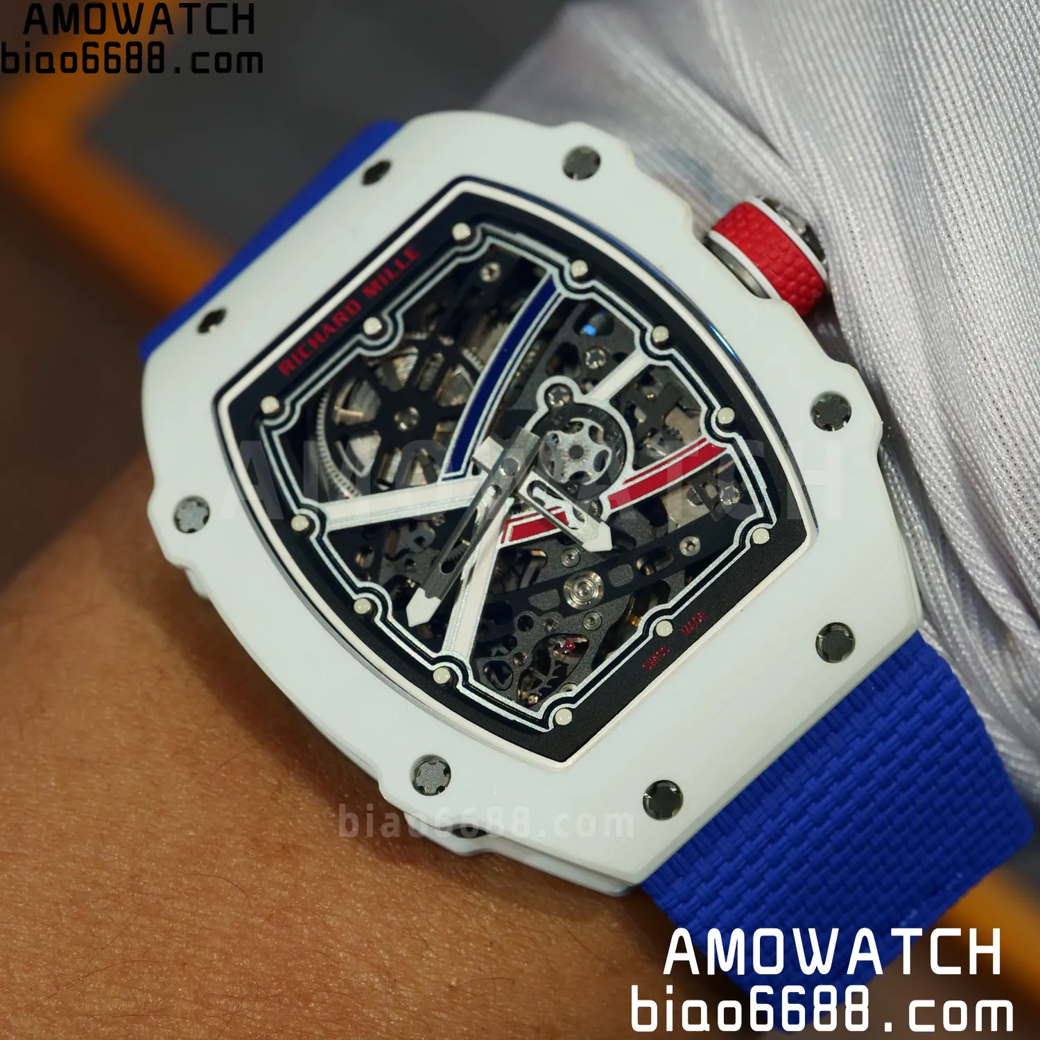 RICHARD MILLE RM67-02 White NTPT Best Edition France Dial on Blue Nylon strap CRMA7 Clone V9 106 d759f13e74598d8 AMO Watch
