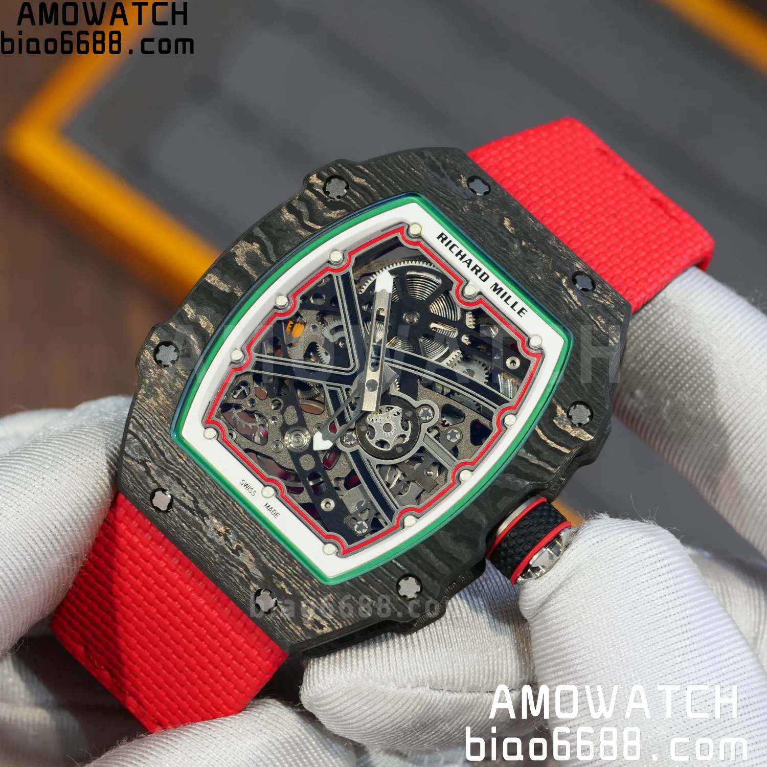 RICHARD MILLE RM67-02 Black NTPT Best Edition Italy Dial on Red Nylon strap CRMA7 Clone V9 87 d8c398d0dea72c9 AMO Watch