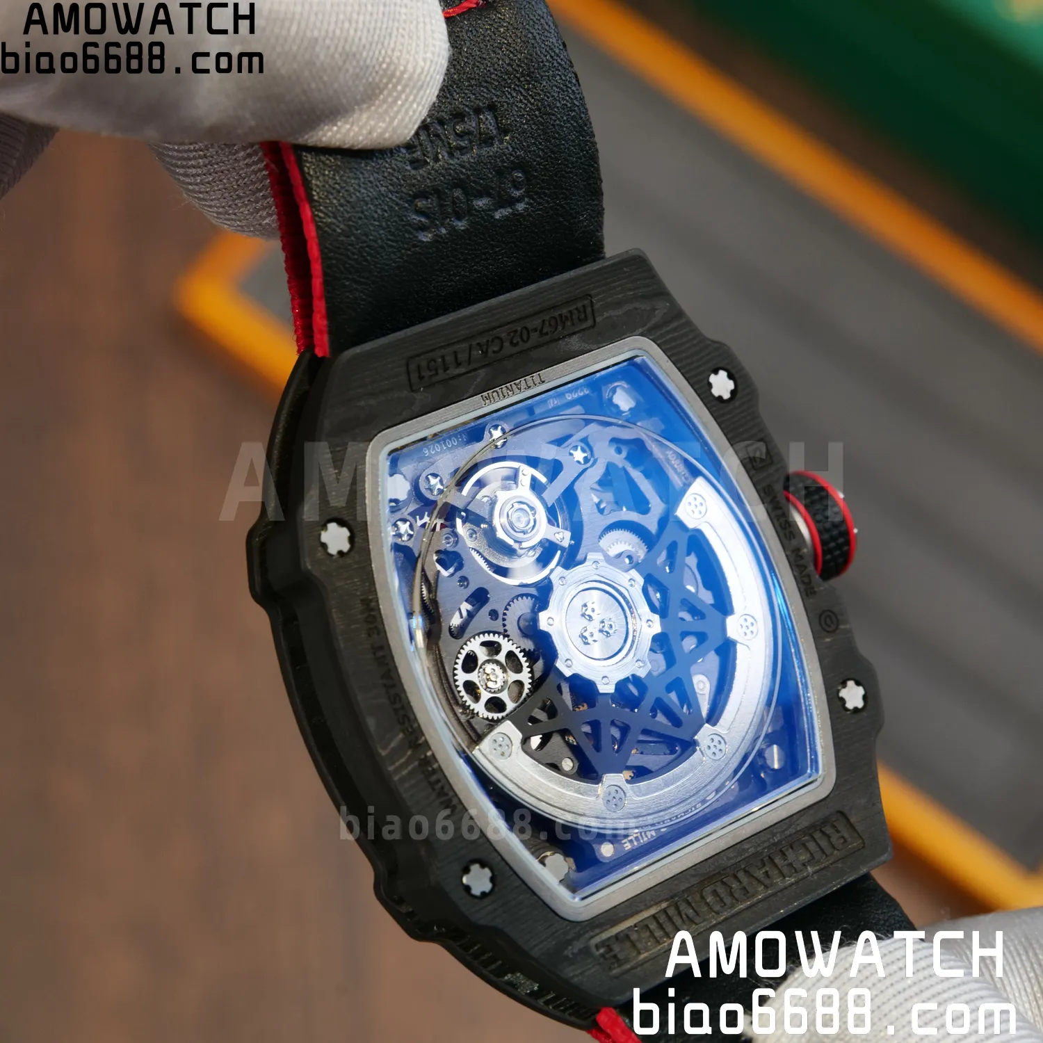 RICHARD MILLE RM67-02 Black NTPT Best Edition Italy Dial on Red Nylon strap CRMA7 Clone V9 98 da347eb9b152464 AMO Watch