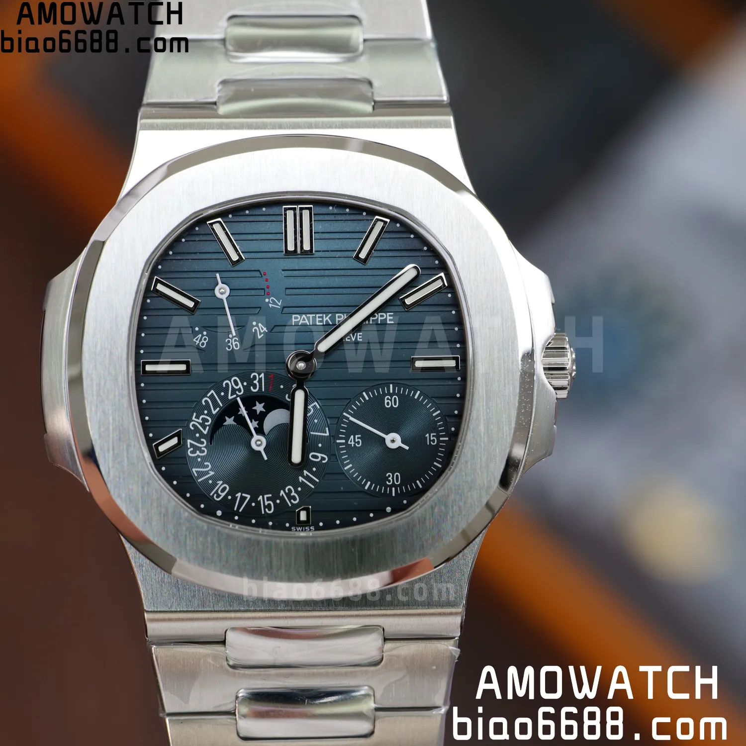 Custom Made PP Nautilus 5712 SW Dial Hands VVS Moon Phase Wheel 56 daa9295d4305873 AMO Watch