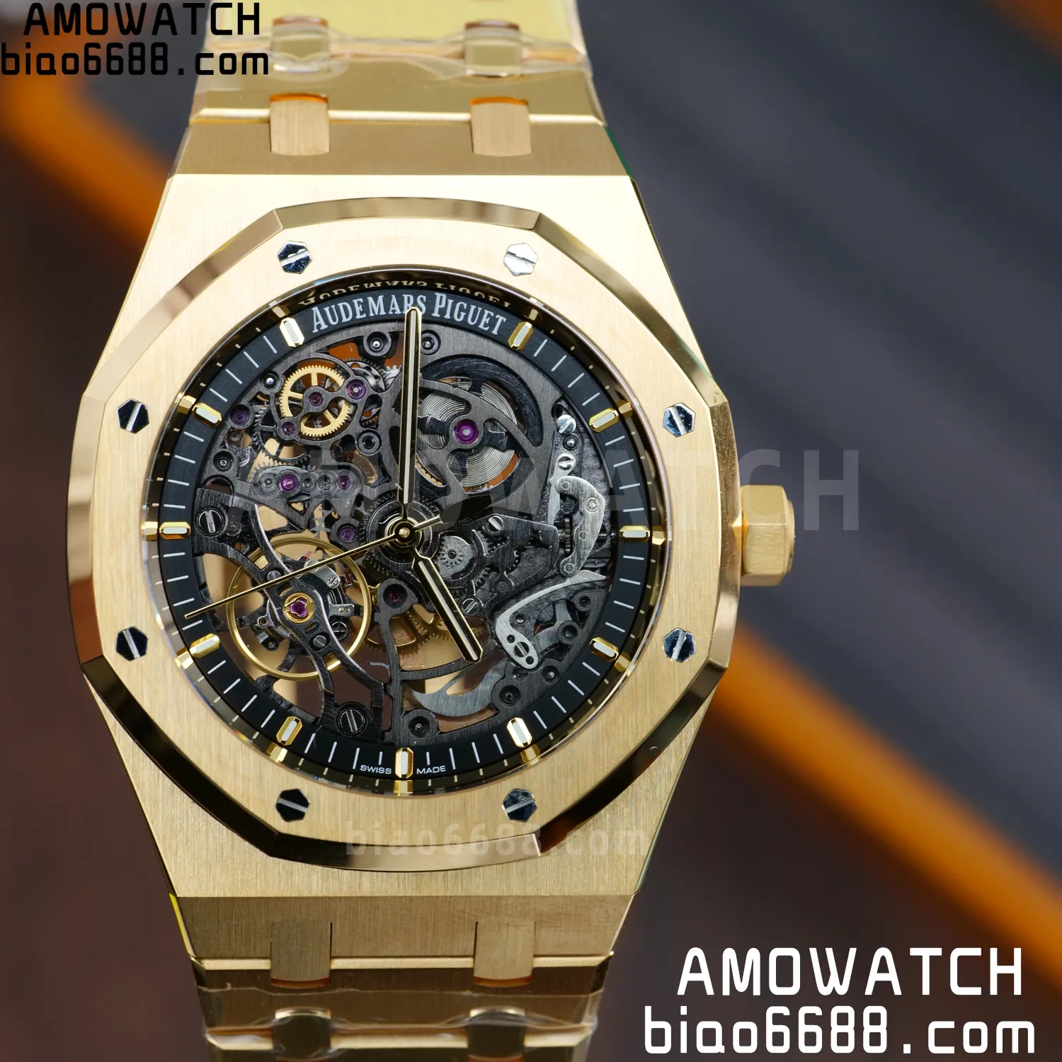 Custom Made AP Royal Oak 41mm Skeleton 15407 YG 18K Real Yellow Gold Plating 69 db95dc0098fd31f 阿默表行AmoWatch