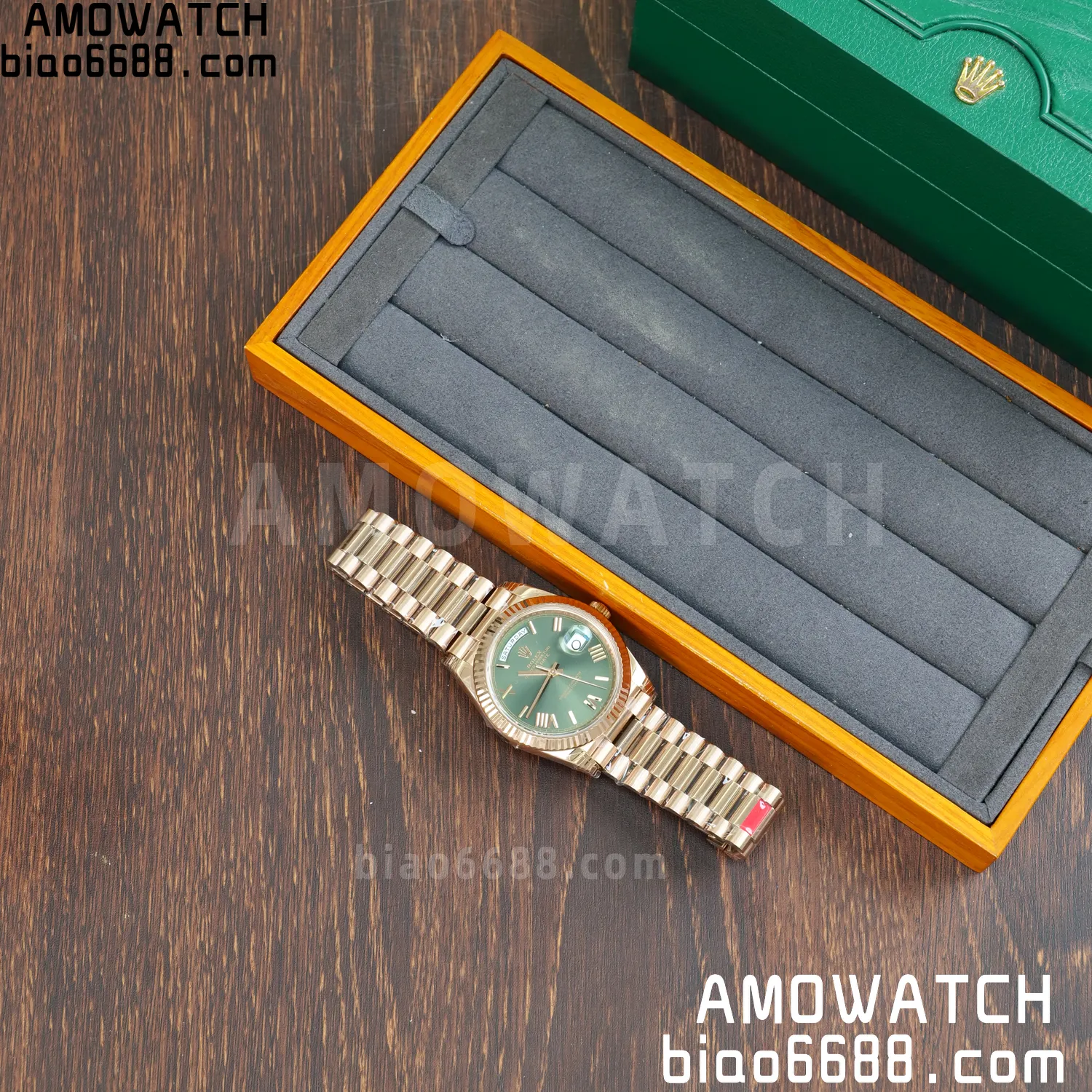 Rolex DayDate 228235 RG 40mm VSF 1:1 Best Edition Green Roman Dial Fluted Bezel 3255 59 dca176bae9f7ea9 阿默表行AmoWatch
