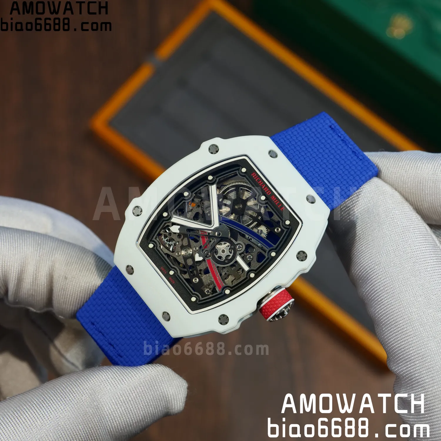 RICHARD MILLE RM67-02 White NTPT Best Edition France Dial on Blue Nylon strap CRMA7 Clone V9 80 e04ac0337c729dd AMO Watch