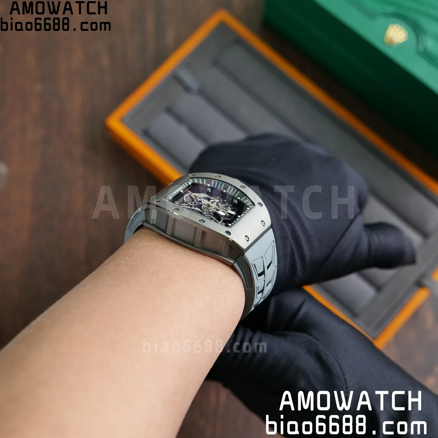 RICHARD MILLE RM055 Gray Ceramic UMI 1:1 Best Edition on Shark Rubber Strap RMUL2 Free Sprung 111 e0ab295cccf24cb AMO Watch