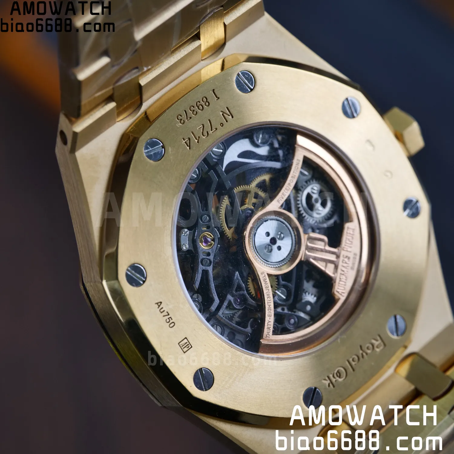 Custom Made AP Royal Oak 41mm Skeleton 15407 YG 18K Real Yellow Gold Plating 84 e29a8b5b28b43a5 阿默表行AmoWatch