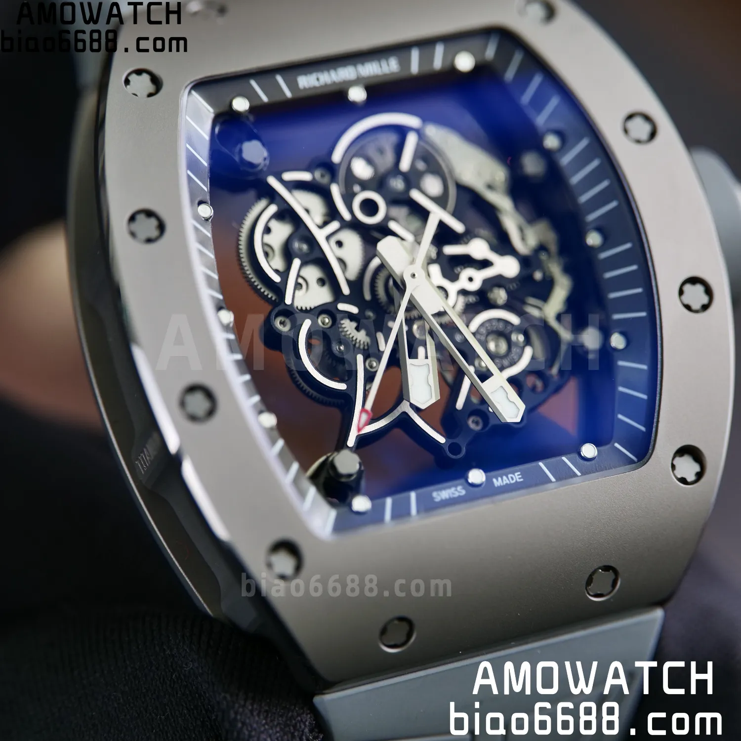 RICHARD MILLE RM055 Gray Ceramic UMI 1:1 Best Edition on Shark Rubber Strap RMUL2 Free Sprung 96 e4bb427dcefa4d7 AMO Watch