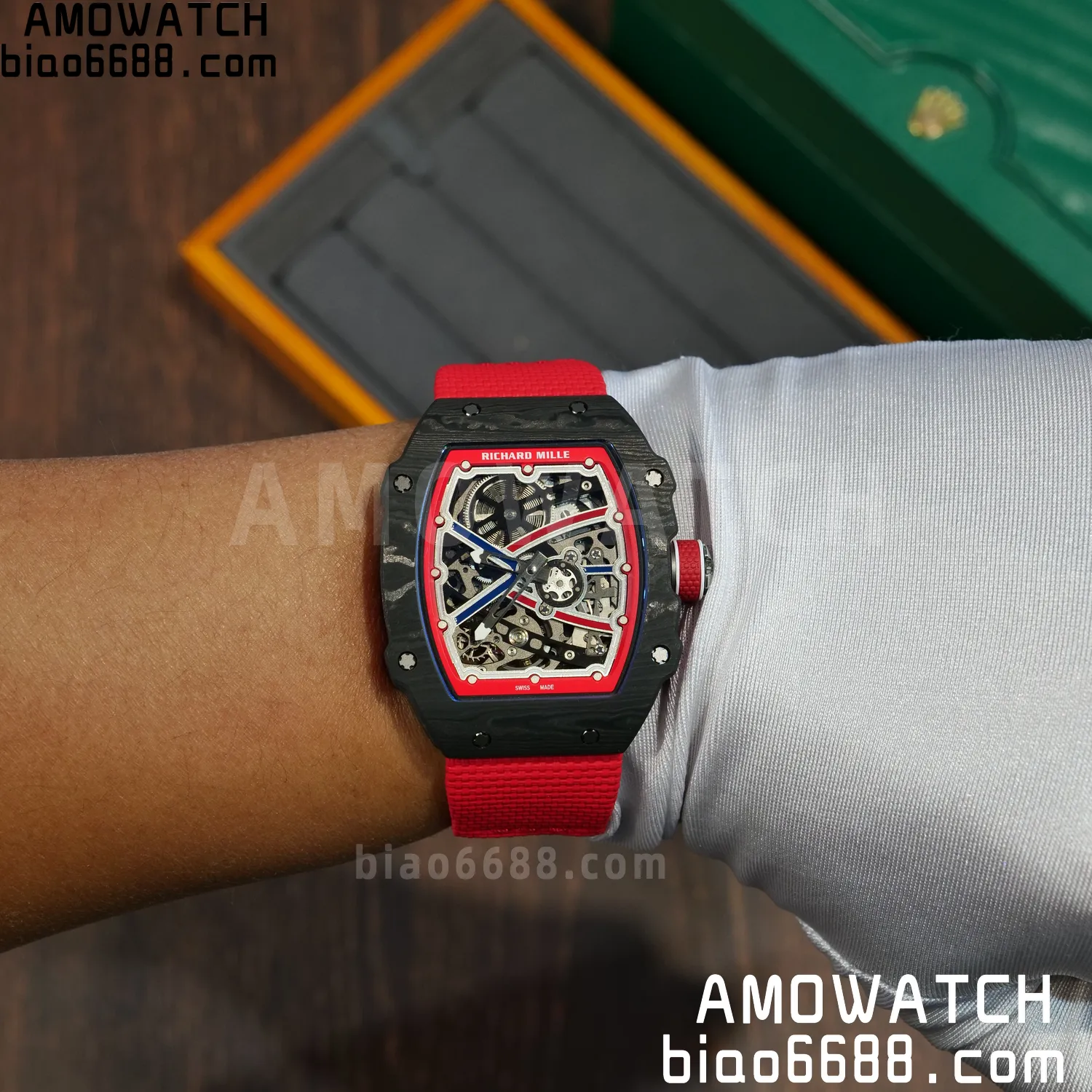 RICHARD MILLE RM67-02 Black NTPT Best Edition Norway Dial on Red Nylon strap CRMA7 Clone V9 94 e59a42a61fae584 AMO Watch