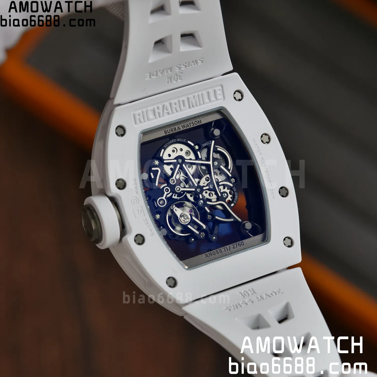 RM055 White Ceramic UMI 1:1 Best Edition on Shark Rubber Strap RMUL2 Free Sprung 78 e8b060317baf986 AMO Watch