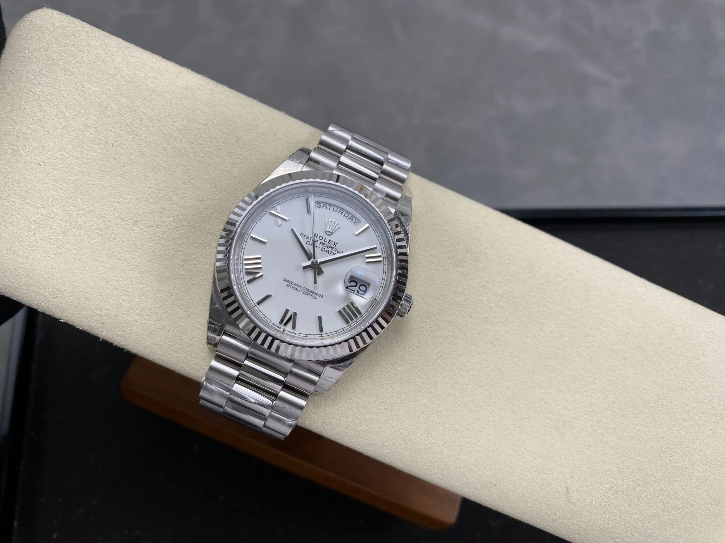 Rolex DayDate 228239 40mm VSF 1:1 Best Edition White Roman Dial Fluted Bezel 3255 25 ea3becfcb367d33 阿默表行AmoWatch