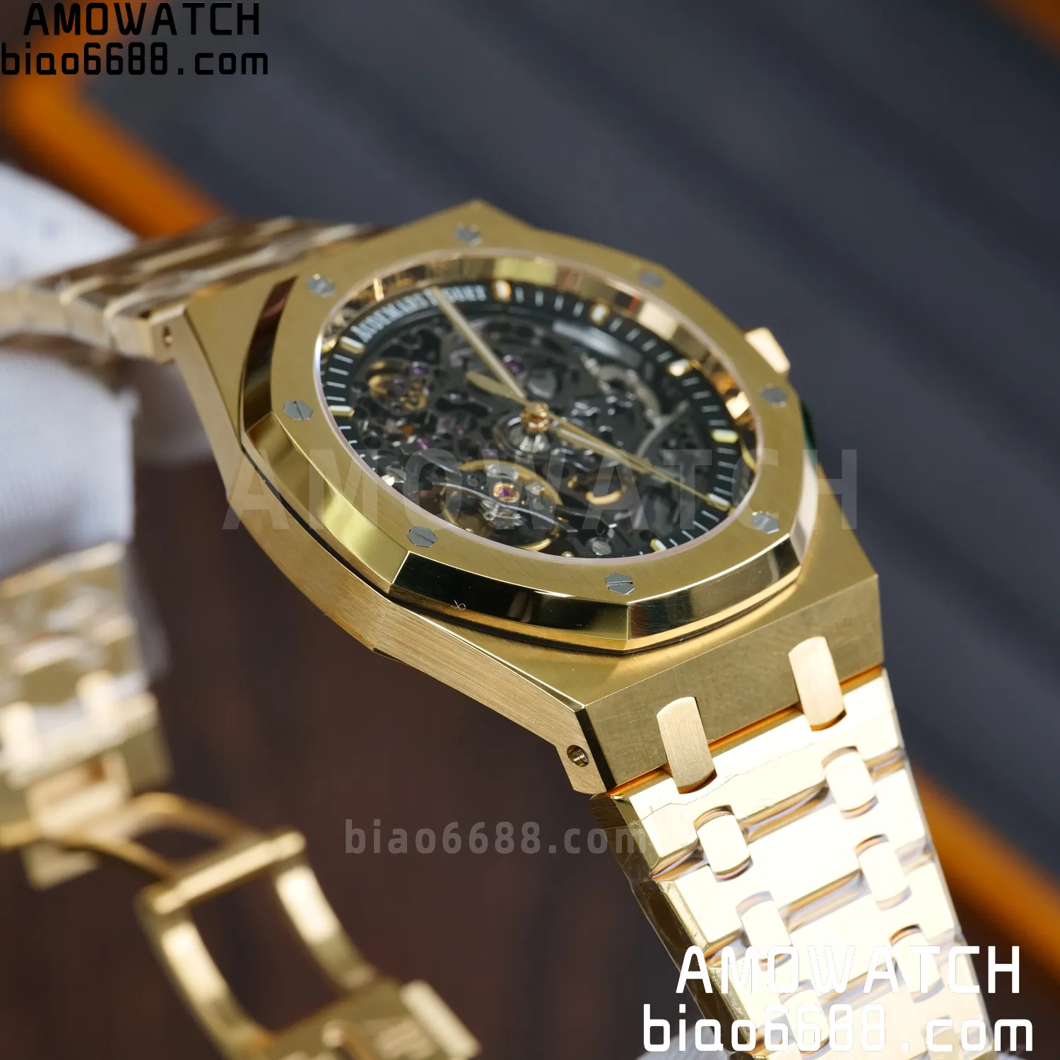 Custom Made AP Royal Oak 41mm Skeleton 15407 YG 18K Real Yellow Gold Plating 71 eaa417b06f1f034 阿默表行AmoWatch
