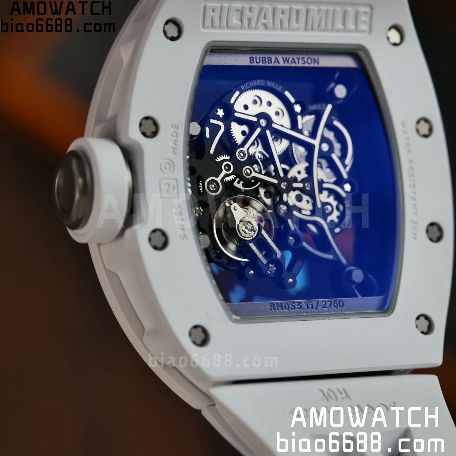 RM055 White Ceramic UMI 1:1 Best Edition on Shark Rubber Strap RMUL2 Free Sprung 81 ec66d42e921adec AMO Watch