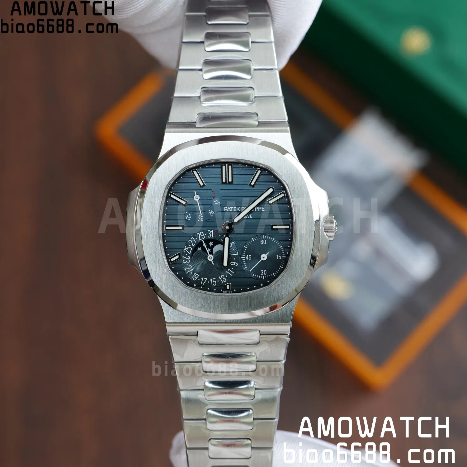 Custom Made PP Nautilus 5712 SW Dial Hands VVS Moon Phase Wheel 55 ed8af005a26c564 AMO Watch