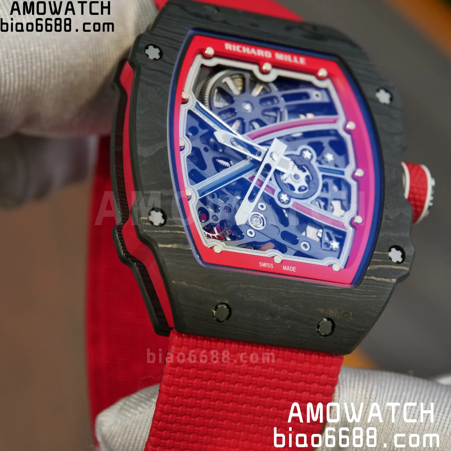 RICHARD MILLE RM67-02 Black NTPT Best Edition Norway Dial on Red Nylon strap CRMA7 Clone V9 83 edf05e2433aa935 AMO Watch