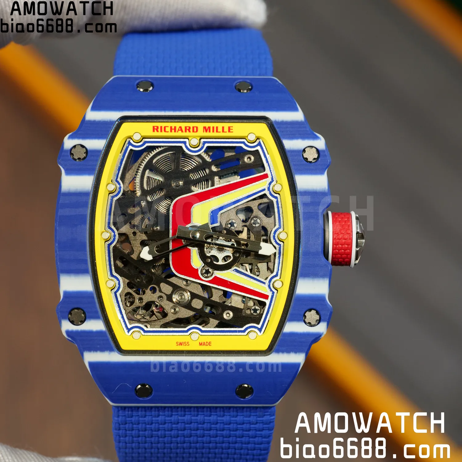 RICHARD MILLE RM67-02 Blue NTPT Best Edition Fernando Alonso Dial on Blue Nylon strap CRMA7 Clone V9 80 ef301bd9c851c93 AMO Watch