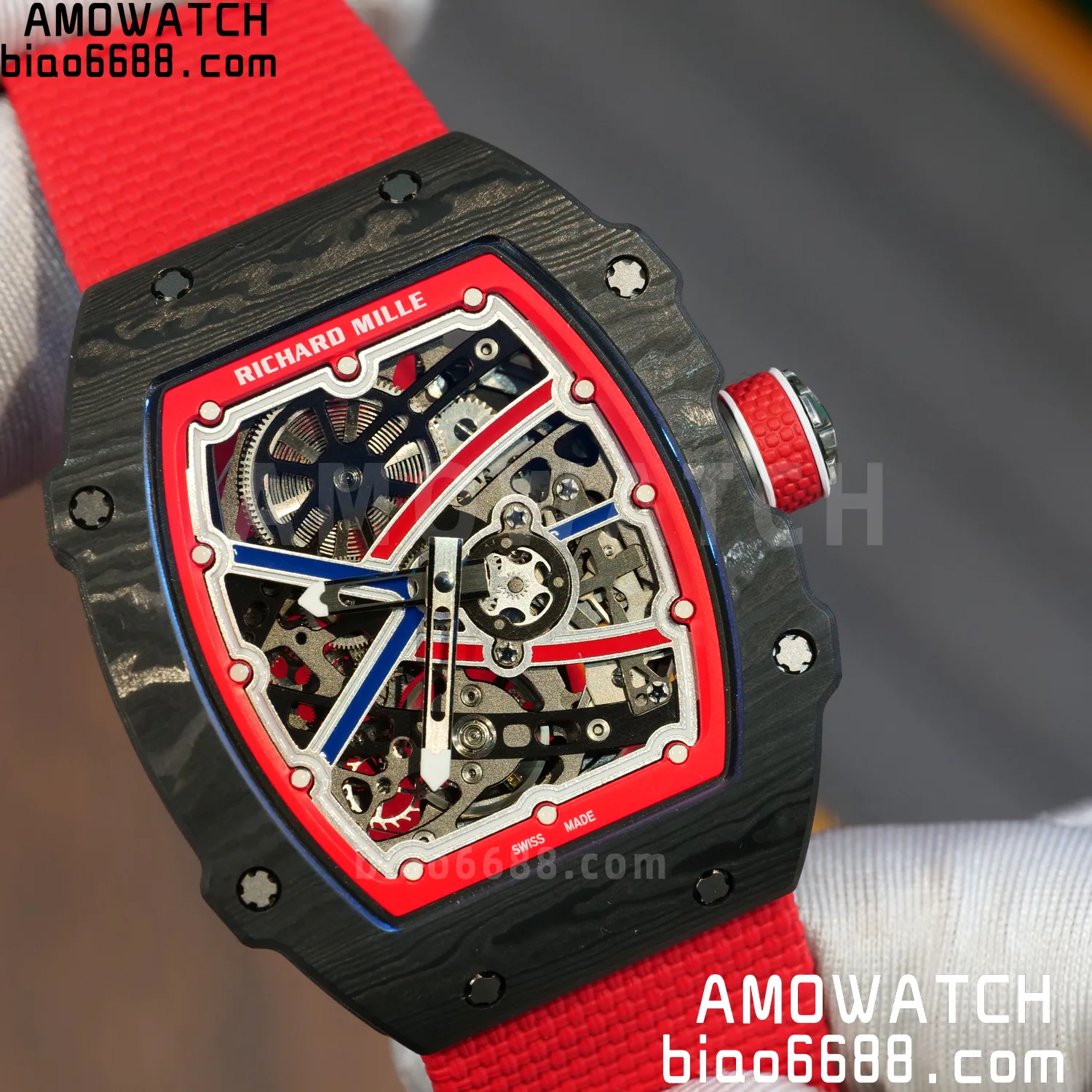 RICHARD MILLE RM67-02 Black NTPT Best Edition Norway Dial on Red Nylon strap CRMA7 Clone V9 82 f00dccf729c6616 AMO Watch
