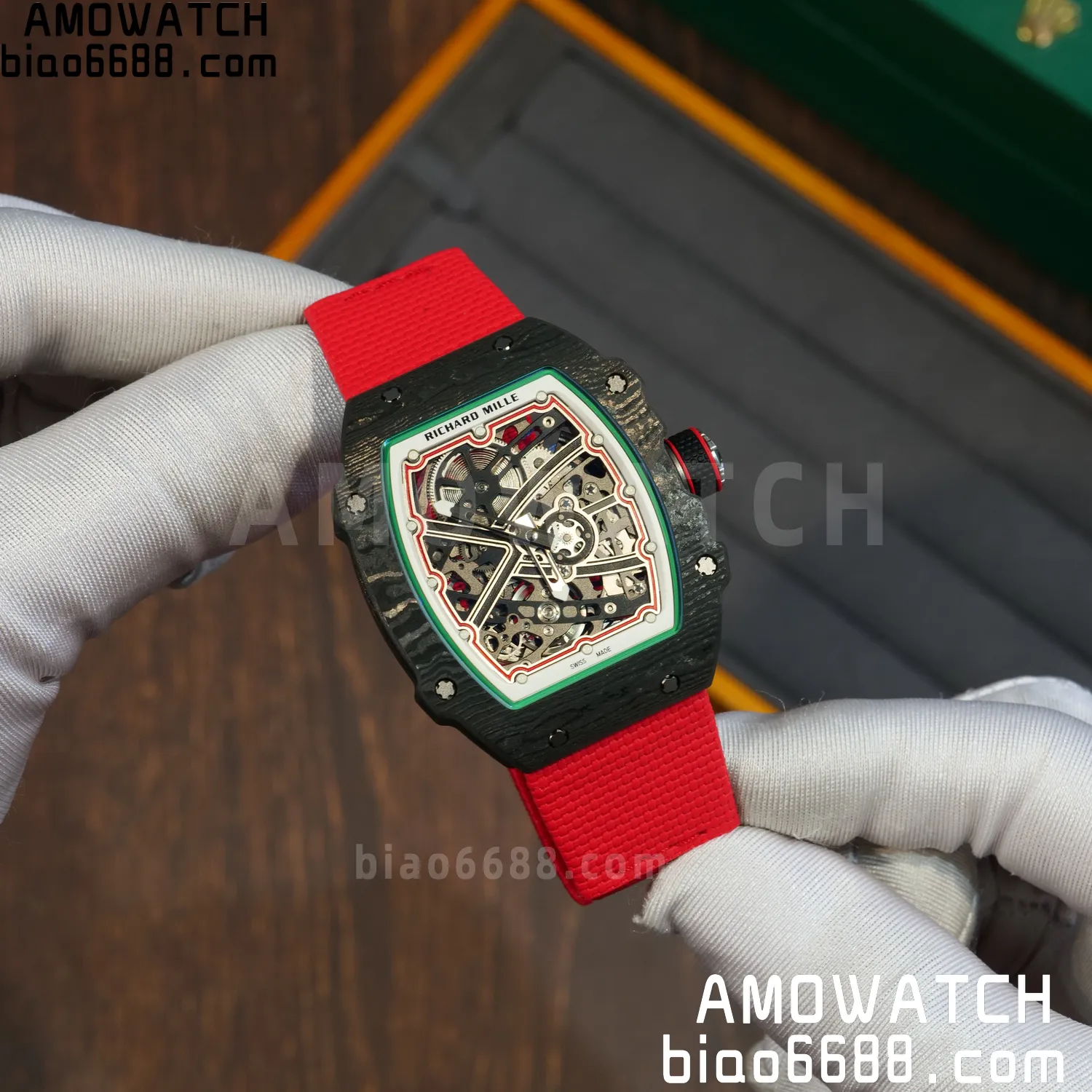 RICHARD MILLE RM67-02 Black NTPT Best Edition Italy Dial on Red Nylon strap CRMA7 Clone V9 73 f20bfef326b6364 AMO Watch