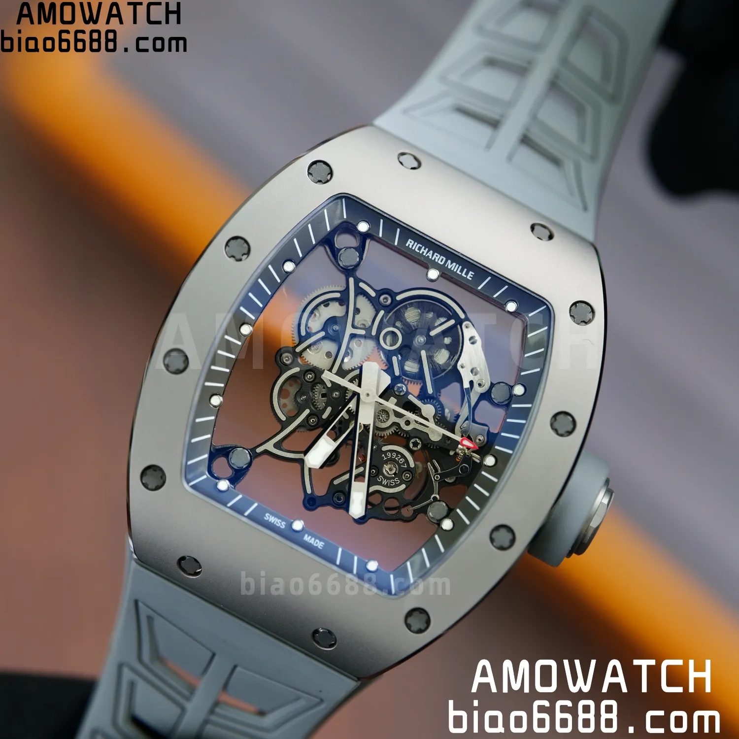 RICHARD MILLE RM055 Gray Ceramic UMI 1:1 Best Edition on Shark Rubber Strap RMUL2 Free Sprung 95 f2af8207c7bd536 AMO Watch