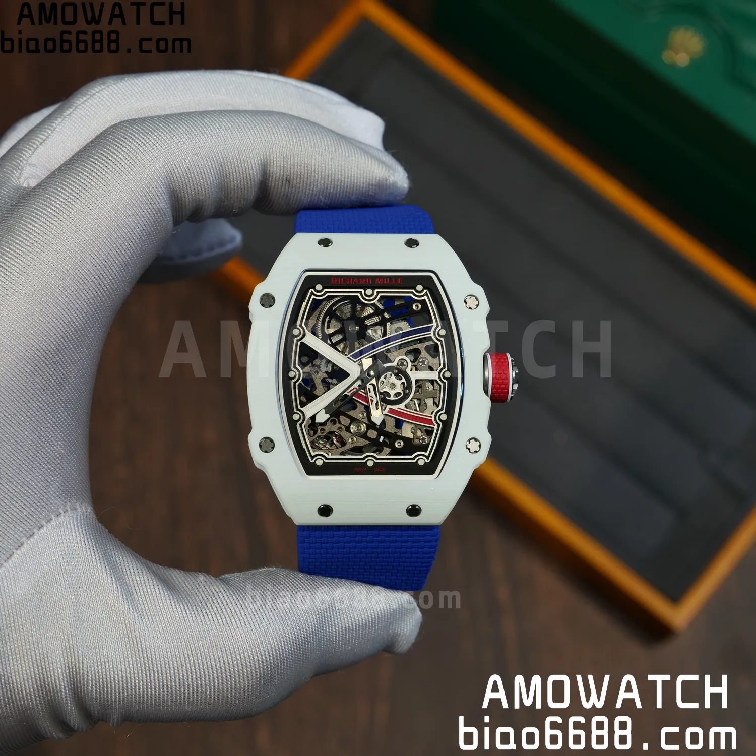RICHARD MILLE RM67-02 White NTPT Best Edition France Dial on Blue Nylon strap CRMA7 Clone V9 83 f3dbaf983e6d5dd AMO Watch