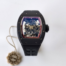 Richard Mille RM055 Black Ceramic UMI 1:1 Best Edition on Red Inner Bezel on Shark Rubber Strap RMUL2 Free Sprung