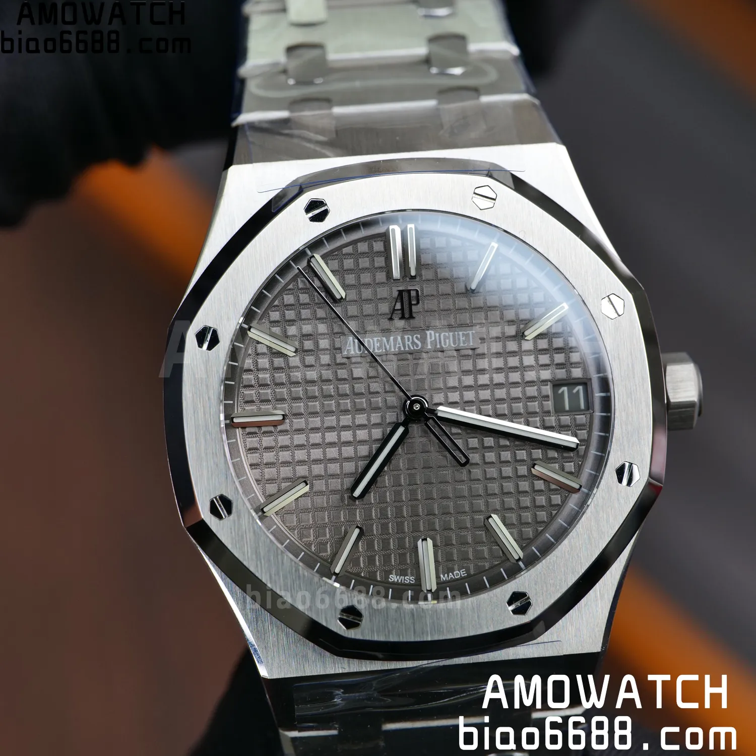 AP Royal Oak 41mm 15500 SS VSF1:1 Best Edition Grey Textured Dial on SS Bracelet A4302 Super Clone 64 f79bbb6b85f2860 AMO Watch