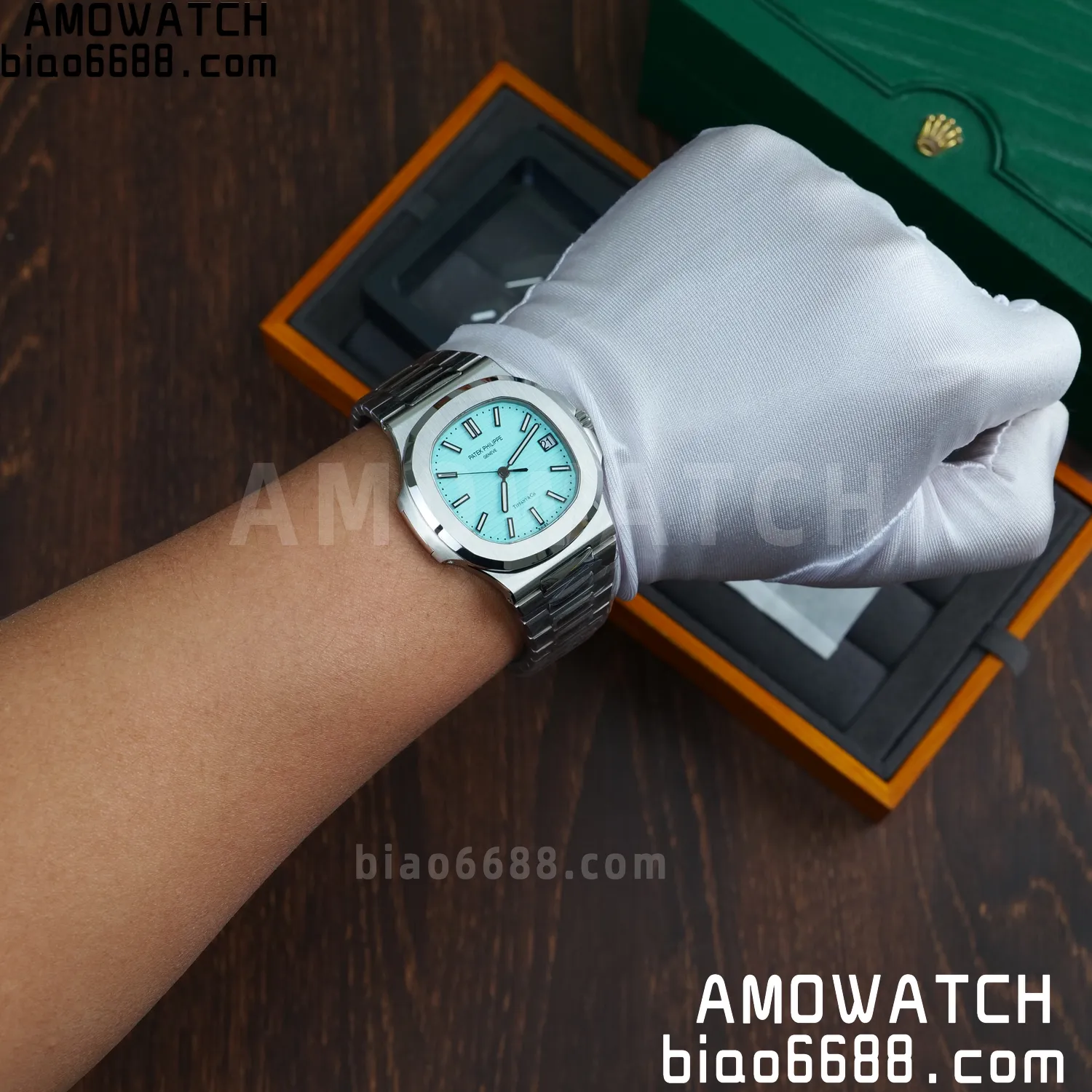 Custom Made PP Nautilus 5711 Tiffany Modified content :SW factory Tiffany Dial 、SW Pointer、DEEP crystal 89 f7c9f91898f7d85 阿默表行AmoWatch