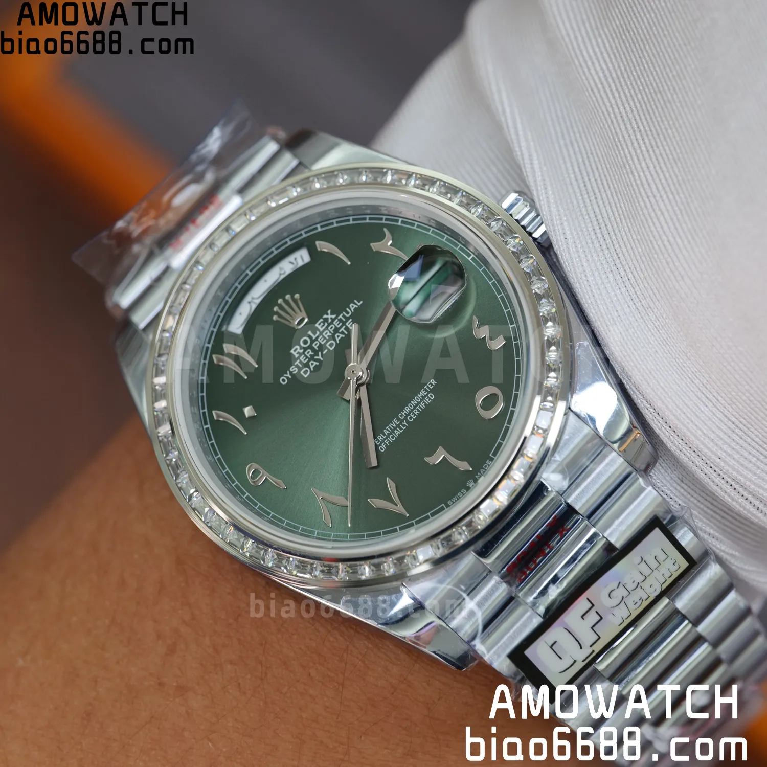 Rolex DayDate 228396 40mm QF 1:1 Best Edition Ice Green Roman Dial Diamond Bezel V6(Tungsten Heavy Version) 95 f89052d629f87bb AMO Watch