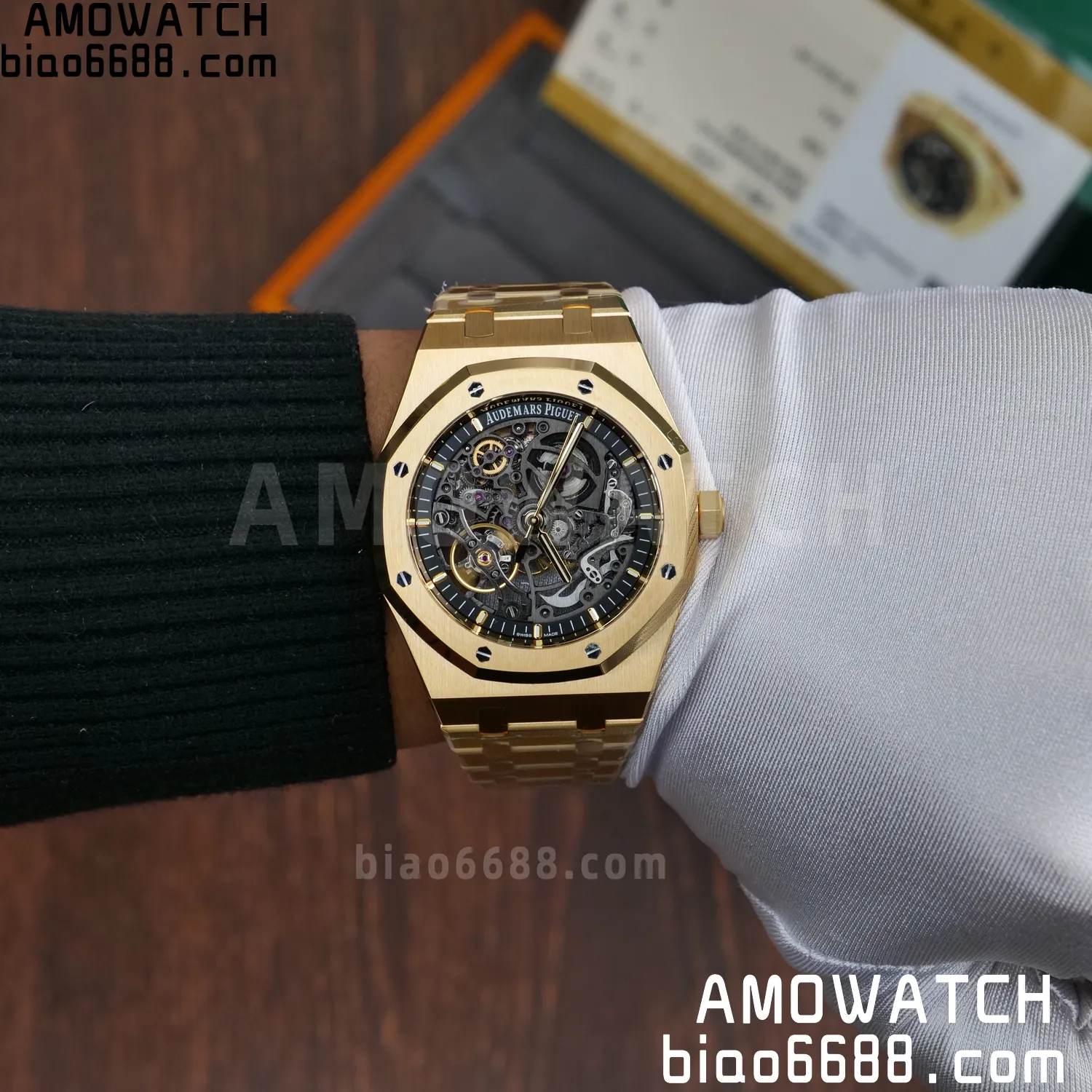 Custom Made AP Royal Oak 41mm Skeleton 15407 YG 18K Real Yellow Gold Plating 88 fa058ec6e57a271 阿默表行AmoWatch