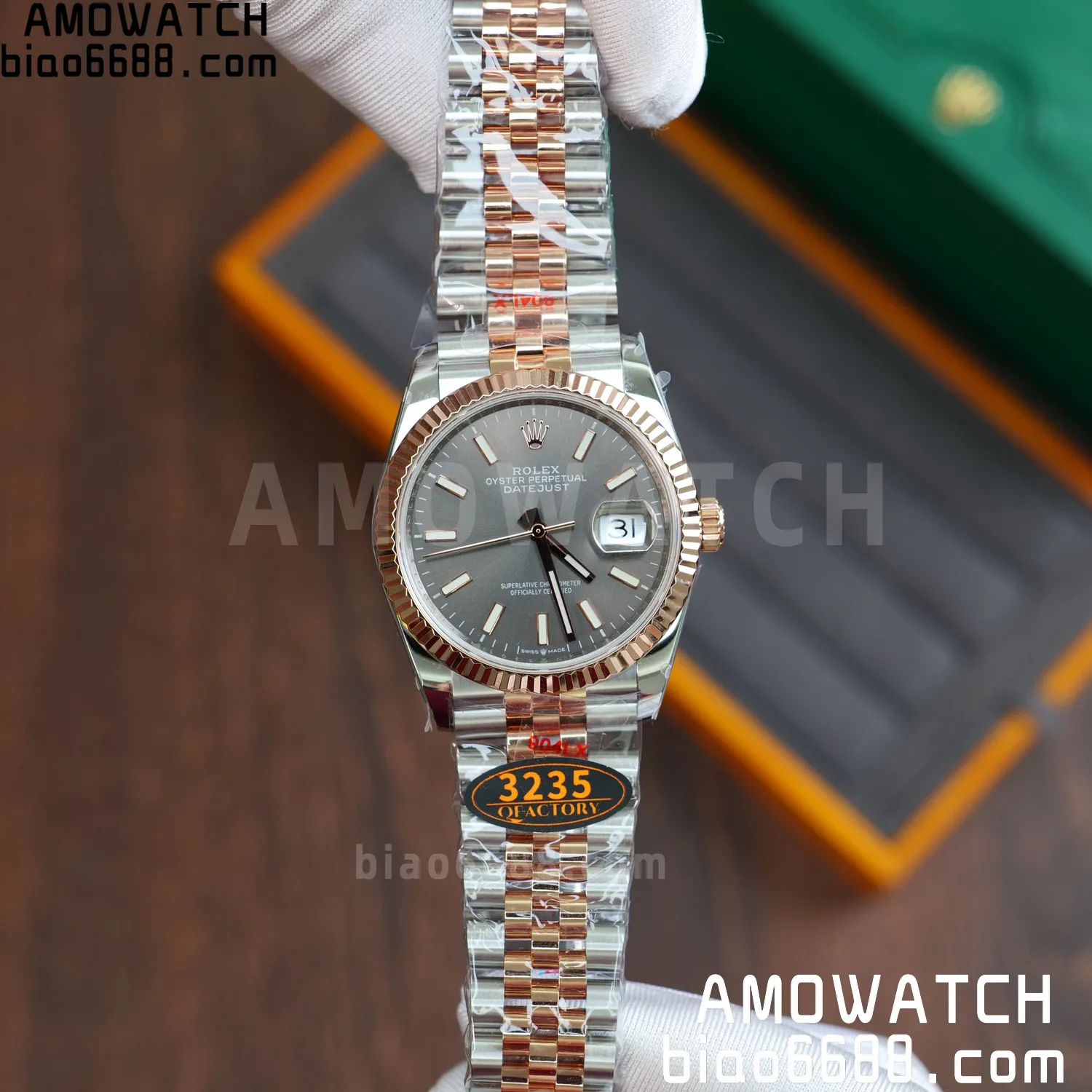 Rolex DateJust 36mm 126233 SS/RG QF 1:1 Best Edition 904L Steel Grey Dial on Jubilee Bracelet DD3235(Gain Weight) 70 ff649ed61e1967f AMO Watch