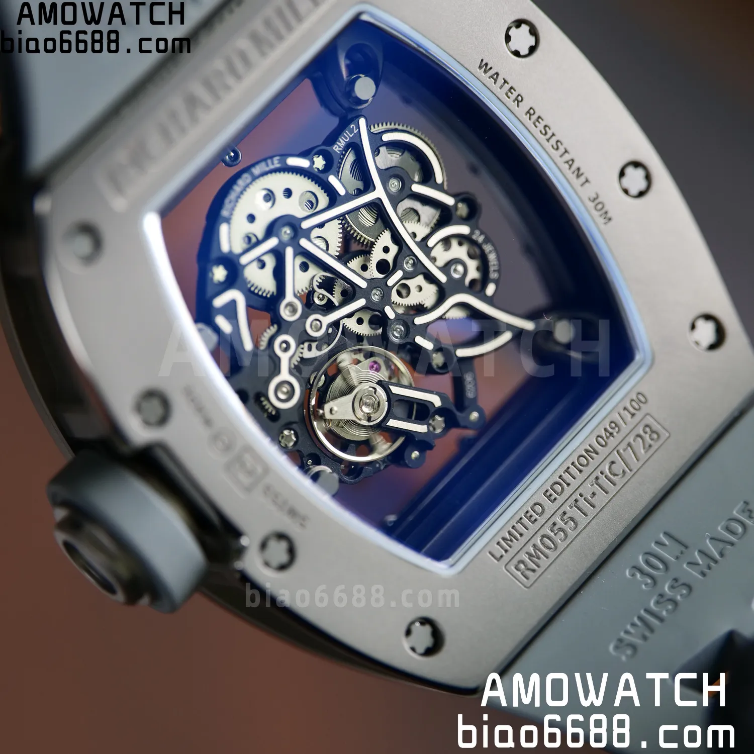 RICHARD MILLE RM055 Gray Ceramic UMI 1:1 Best Edition on Shark Rubber Strap RMUL2 Free Sprung 102 ffaa217b458b2a3 AMO Watch