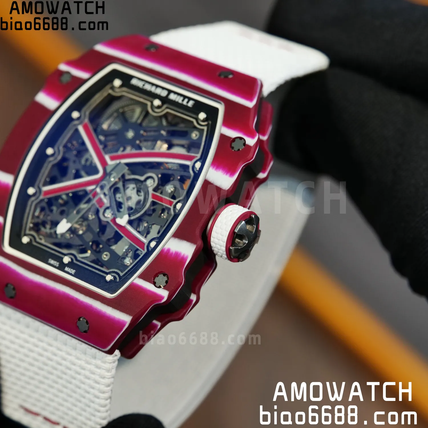 RICHARD MILLE RM67-02 Red NTPT Best Edition Qatar Dial on White Nylon strap CRMA7 Clone V9 70 02fa6852cfde77b AMO Watch