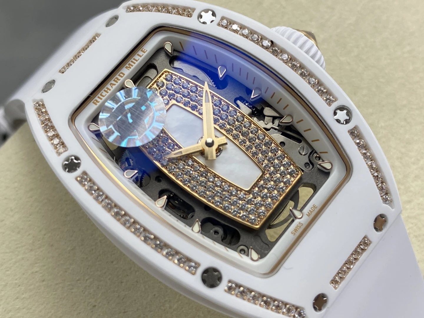 RICHARD MILLE RM07 Ladies White Ceramic Diamonds Bezel ZF 1:1 Best Edition White Dial on White Rubber Strap CRMA2 Clone 27 0706102a81f6cfc 1 AMO Watch