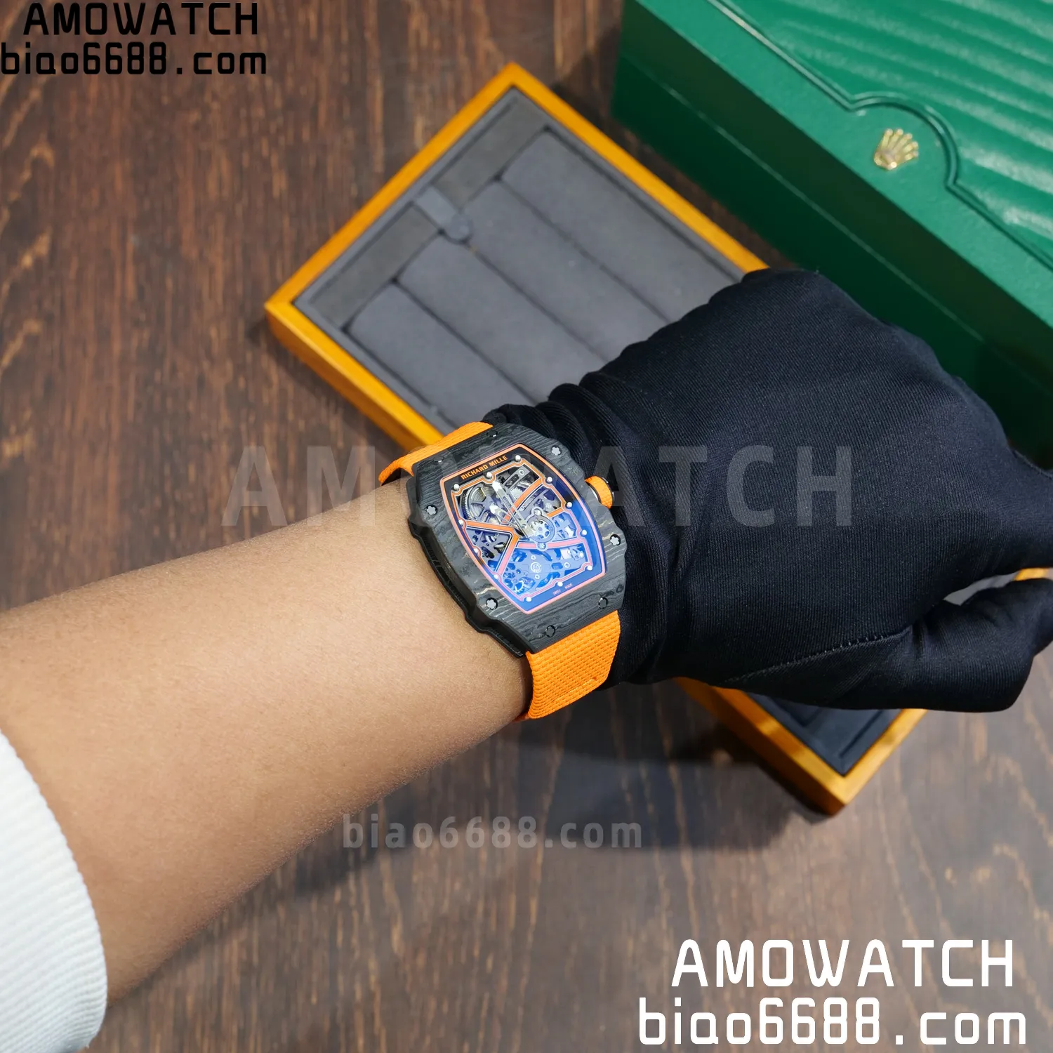 RICHARD MILLE RM67-02 Black NTPT Best Edition McLaren Dial on Orange Nylon strap CRMA7 Clone V9 87 0d504fdfff6de8c AMO Watch