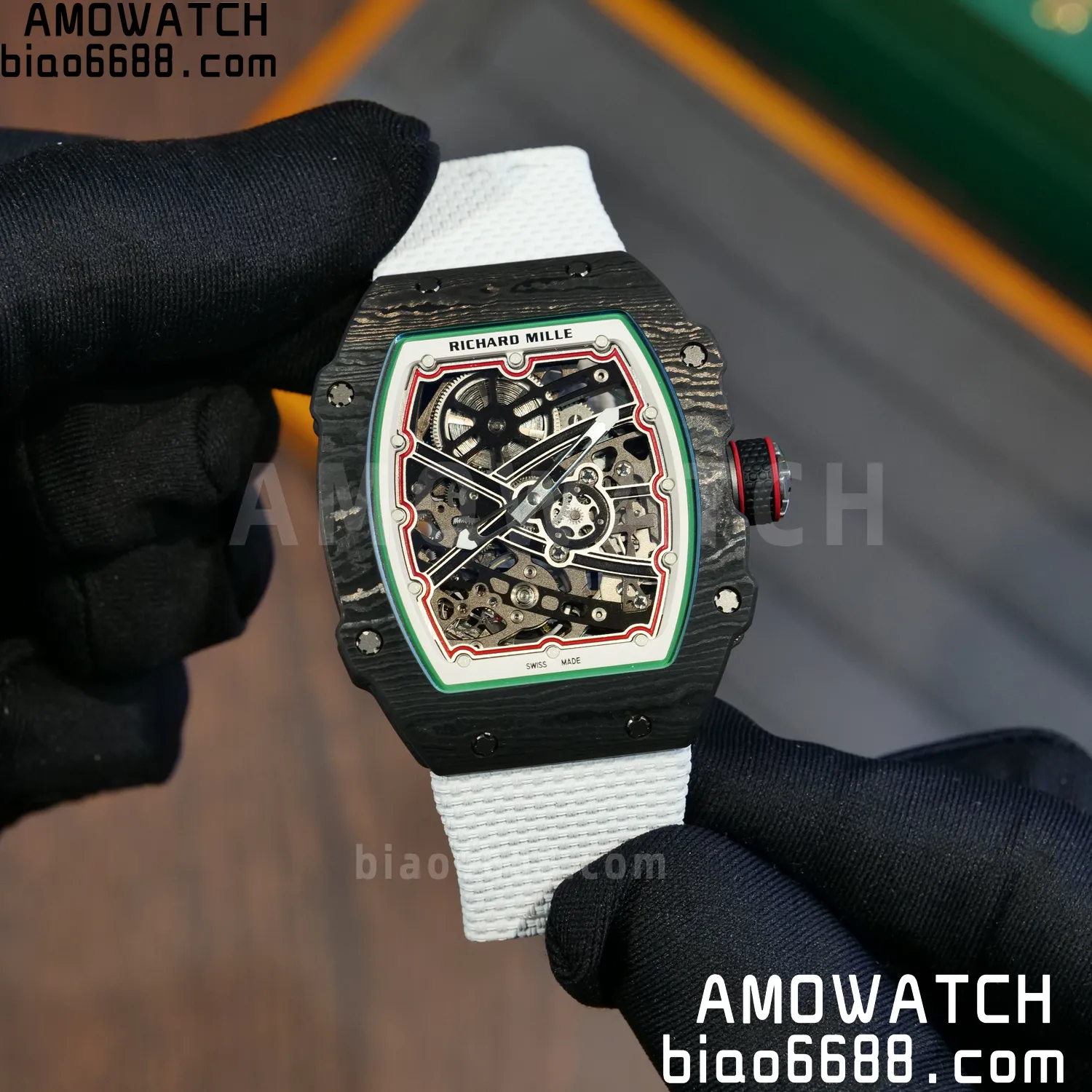 RICHARD MILLE RM67-02 Black NTPT Best Edition Italy Dial on White Nylon strap CRMA7 Clone V9 80 1428fc4a04f7ed4 阿默表行AmoWatch
